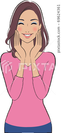 一個幸福的微笑女人棕色皮膚的插圖 69624361