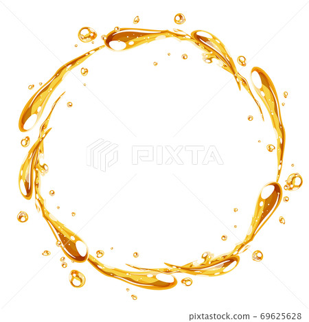 閃閃發光的金色水效果樣式插圖_圓形框架 閃閃發光的金色水效果樣式插圖_圓形框架 69625628