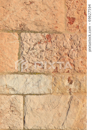 Old stone wall Background of medieval church, close, Spain 69627594