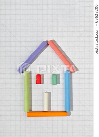 Colorful house on white sheet Colorful house on white sheet 69628200