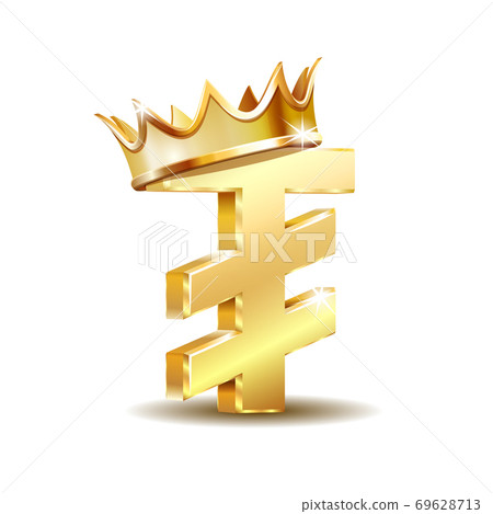 Mongolian tugrik currency symbol with golden crown, golden money sign Mongolian tugrik currency symbol with golden crown, golden money sign 69628713