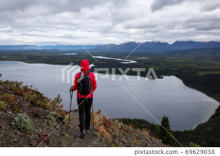 Girl Hiking in Canadian Nature Girl Hiking in Canadian Nature 69629038