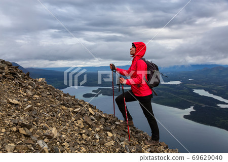 Girl Hiking in Canadian Nature Girl Hiking in Canadian Nature 69629040