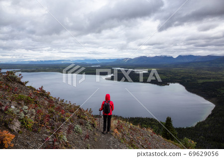 Girl Hiking in Canadian Nature 69629056