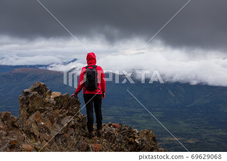 Girl Hiking in Canadian Nature Girl Hiking in Canadian Nature 69629068