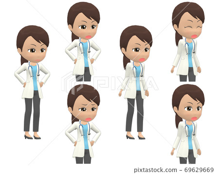 [Angry A] Black Female Doctor Ponytail Diagonal 69629669