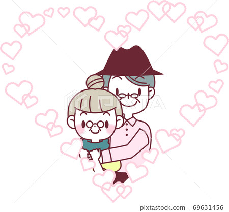 從後面擁抱的年長夫婦 69631456