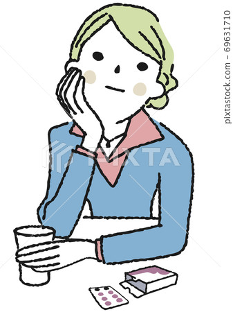 Illustration of a woman suffering from gynecological symptoms Illustration of a woman suffering from gynecological symptoms 69631710