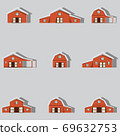 farm building icons set.paper art style. 69632753