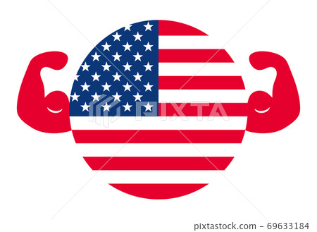 Strong American image illustration Stars and stripes and bicep 69633184