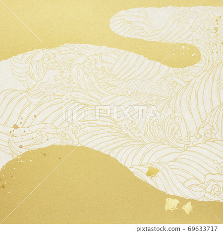 Japanese style background of waves and - Stock Japanese style background of waves and - Stock
