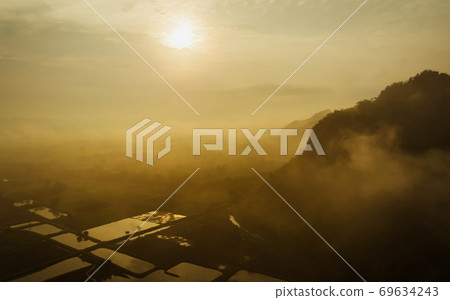 Landscape of Mountain and Cloudy Sky on Morning. Landscape of Mountain and Cloudy Sky on Morning. 69634243