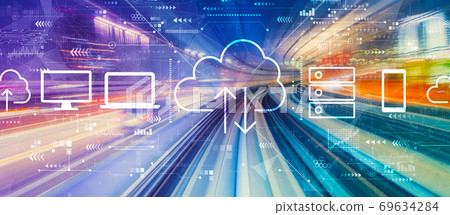 Cloud computing with high speed motion blur 69634284