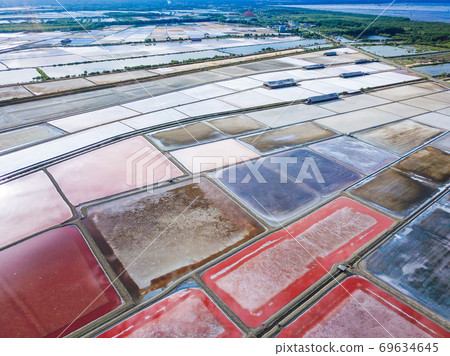 Aerial view of salt field at Phetchaburi 69634645