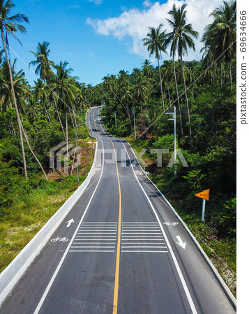 aerial view of beach road at Khanom district aerial view of beach road at Khanom district 69634666