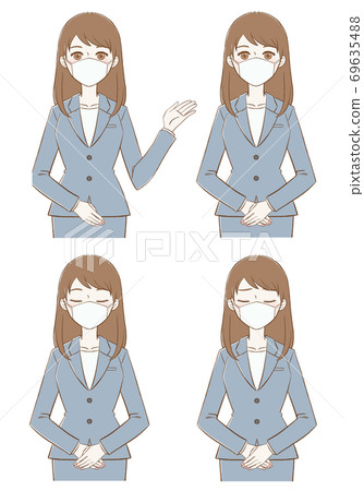 4 pictures of a woman in a mask wearing a suit 4 pictures of a woman in a mask wearing a suit 69635488