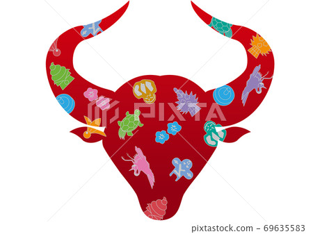Ox year bullfighting face silhouette Ox year bullfighting face silhouette 69635583