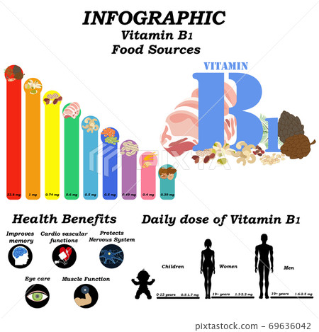 Vitamin B1 Infographic Health Benefit Vector Stock Illustration 69636042 Pixta