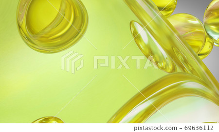 Cod liver oil omega 3 gel capsules isolated on white background. 3D illustration 69636112