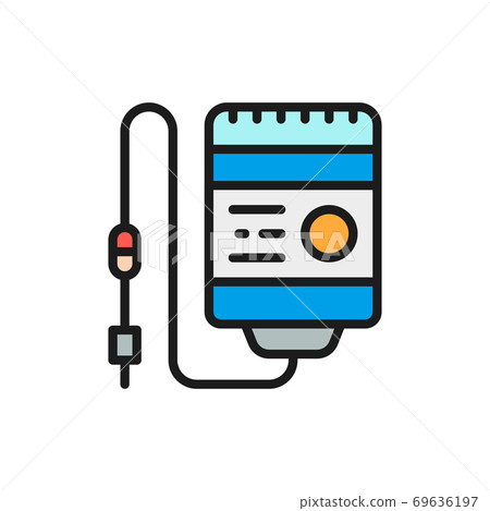 Blood donation, drop counter, dropper flat color line icon. 69636197