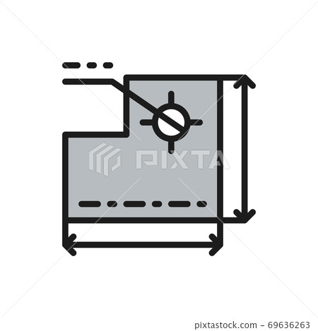 Drawing of technical device, development of a industrial machine color line icon Drawing of technical device, development of a industrial machine color line icon 69636263