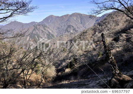 View of the ridgeline of the Tanzawa Main Ridge from Komaru in the Tanzawa Mountains in winter View of the ridgeline of the Tanzawa Main Ridge from Komaru in the Tanzawa Mountains in winter 69637797