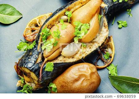 Mackerel stuffed with pear Mackerel stuffed with pear 69638059