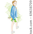 A woman looking back, an illustration of a walking walk, shadows and greens A woman looking back, an illustration of a walking walk, shadows and greens 69638709