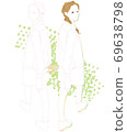 Illustration of two women looking back and walking Illustration of two women looking back and walking 69638798