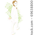 Illustration of a walking walk with a woman looking back Illustration of a walking walk with a woman looking back 69638800