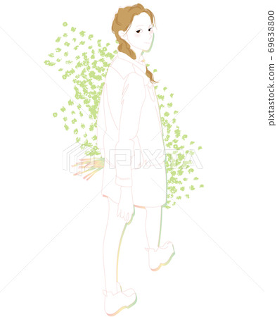 Illustration of a walking walk with a woman looking back 69638800