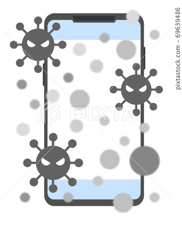 Illustrations of germs and viruses on smartphones Illustrations of germs and viruses on smartphones 69639486
