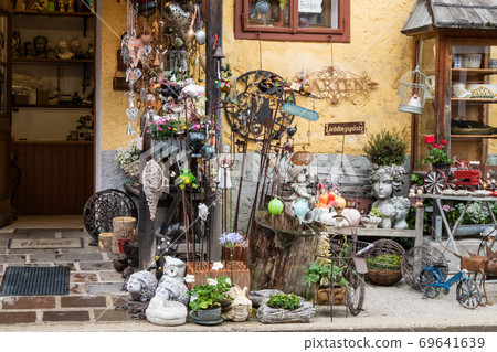 Hallstatt small town as postcard view on lake side Hallstatt small town as postcard view on lake side 69641639