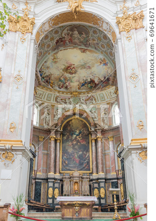 Benedictine monastery from Ettal village, Bavaria, 69641671