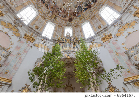 Benedictine monastery from Ettal village, Bavaria, 69641673