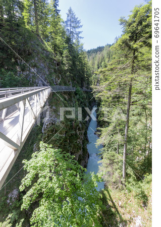 Impressive Leutasch gorge, sky walk suspended Impressive Leutasch gorge, sky walk suspended 69641705