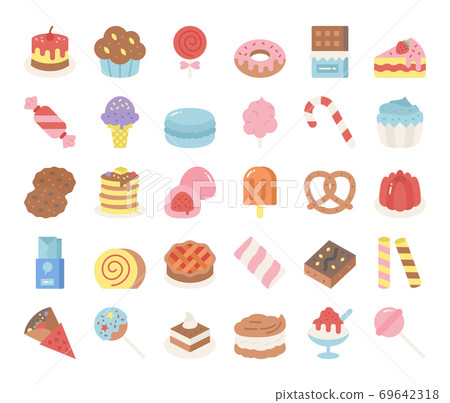 sweet and dessert flat vector icons 69642318