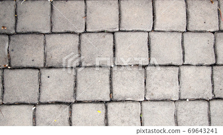 pavement Background of grey cobble stones 69643241