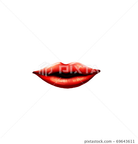Realistic and sexy lips with lipstick 69643611