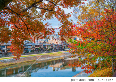 Autumn leaves of Kyoto River Kyoto 69645467