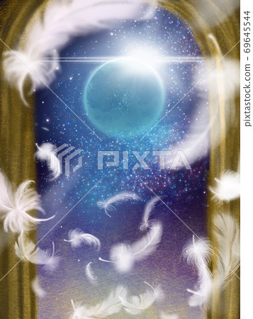 羽毛在星空和夢幻般的宇宙中跳舞的幻想背景 69645544