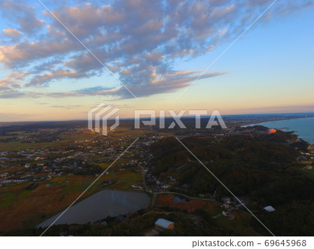 Sight from the hills of the Taitou pass ~ Aerial view with drone (Isumi City, Chiba Prefecture) 69645968
