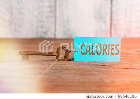 Writing note showing Calories. Business photo Writing note showing Calories. Business photo 69646190