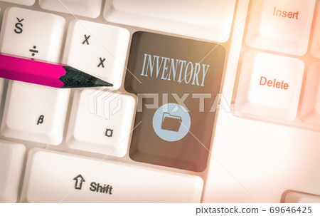 Text sign showing Inventory. Conceptual photo list 69646425