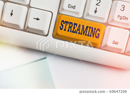 Text sign showing Streaming. Conceptual photo Text sign showing Streaming. Conceptual photo 69647206