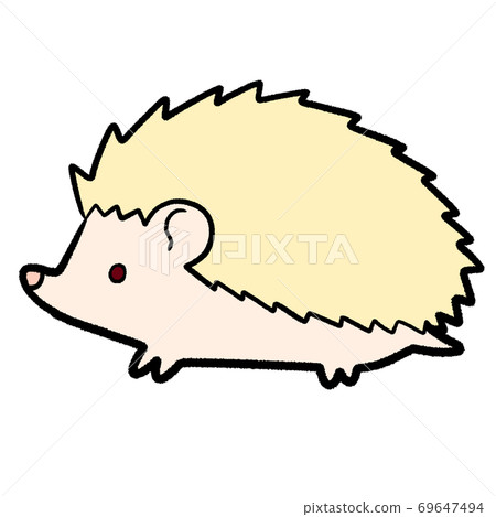 側身插圖，動物剪裁插圖（白變色Harinezumi，通用型） 69647494