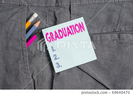 Handwriting text Graduation. Concept meaning the Handwriting text Graduation. Concept meaning the 69648470