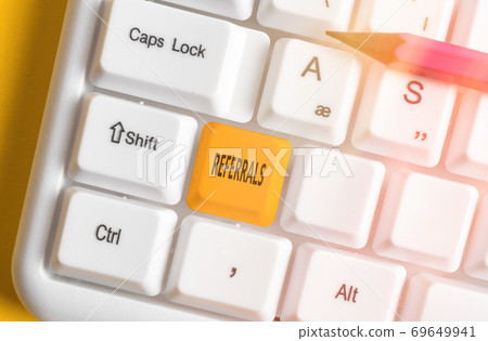 Handwriting text writing Referrals. Concept Handwriting text writing Referrals. Concept 69649941