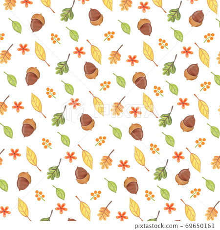 Autumn pattern Illustration acorn and leaf - Stock Illustration ...
