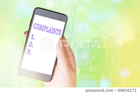 Writing note showing Complaints. Business photo 69650271